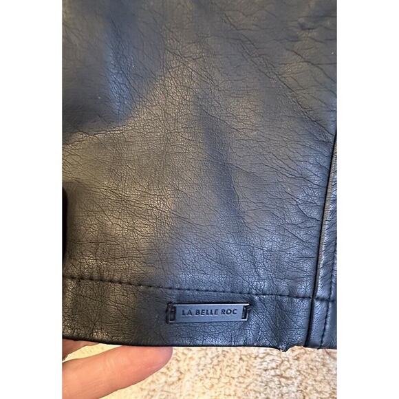 La Belle Roc Faux Leather Mini Dress Sz. S Studded Puff Sleeve Y2K Whimsygoth - Picture 10 of 16